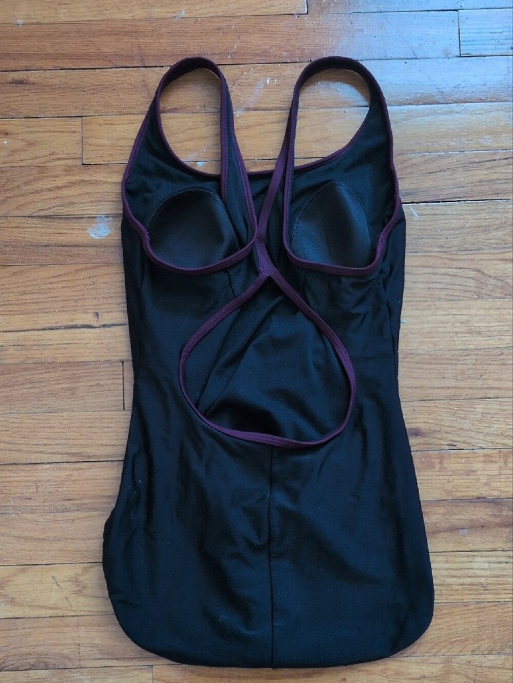 Speedo Plum and Black Athletic One-Piece Swimsuit - Picture 2 of 3